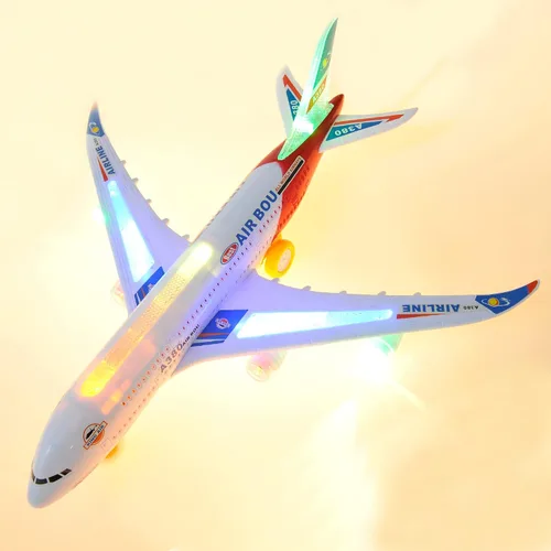 Vista 6 de PowerTRC Juguetes de avión para niños, juguete de acción Bump & Go con luz LED intermitente, música, sonido de avión, gran regalo para niños y niñas