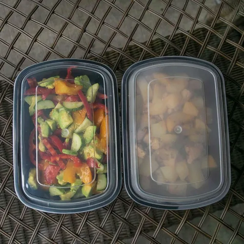 Vista 5 de Contenedor de preparación de comidas reutilizable con tapas [25 juegos] de 24 onzas. Recipientes de preparación de alimentos ideales, caja Bento