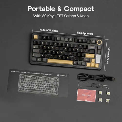 Vista 8 de EPOMAKER X Aula EA75 MAX Teclado inalámbrico para juegos con pantalla y perilla, 5000 mAh, intercambio en caliente, interruptores lubricados