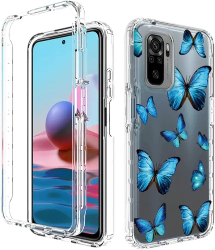 Vista 6 de Funda para Redmi Note 10 (4G)/Note 10S M2101K7BG con protector de pantalla de vidrio templado, suave 360 cuerpo completo a prueba de golpes