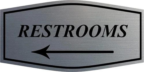 Vista 14 de Fancy Restrooms - Letrero de flecha izquierda (negro), pequeño, 1 paquete