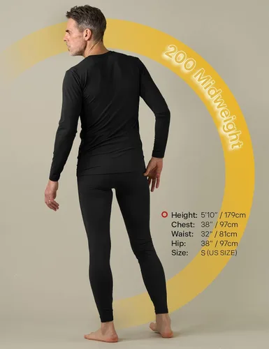 Vista 2 de LAPASA Conjunto de ropa interior térmica para hombre con forro polar suave, calzoncillos largos, peso ligeromediopesado, capa base superior e