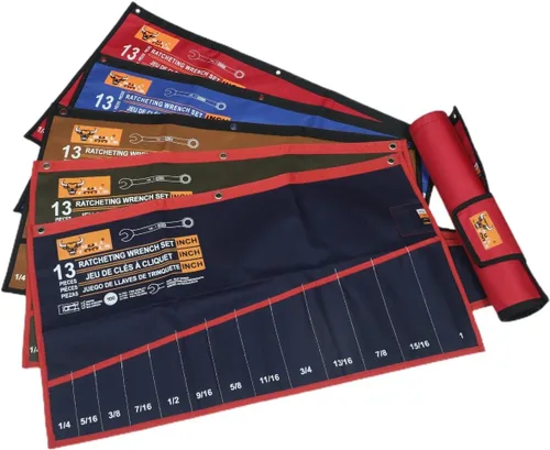 Vista 6 de Wrench & Tool Roll Up SAE Pouch Organizer Bag Handmade Waterproof Printed Ballistic Polyester Canvas for Craftsman Gear Drive User Portable Easy Grip