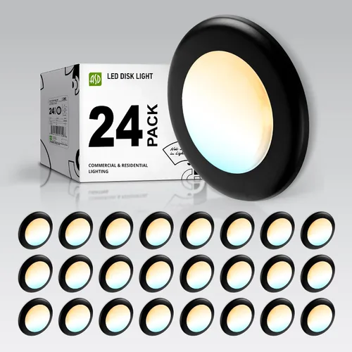 Vista 23 de ASD Paquete de 6 luces LED de disco de 4 pulgadas, 10 W 5CCT 2700K-5000K 685LM CRI90+, lámpara de techo regulable, disco de montaje en superficie