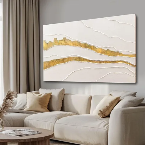 Vista 12 de Pintura de hojas negras y doradas, decoración de pared para sala de estar, arte de naturaleza en lienzo, obra de arte moderna, impresiones
