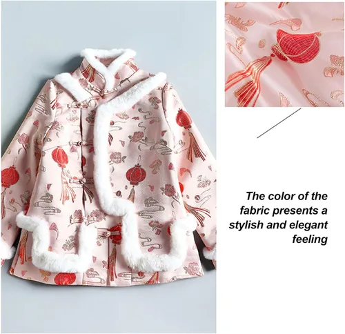 Vista 6 de BAWHO Besutiful Dyeing Jacquard Silk Satin Fabric Inelastic Cheongsam Style Pink Festive Red Lantern Pattern Golden Line Edge Cloth for Tang Suit