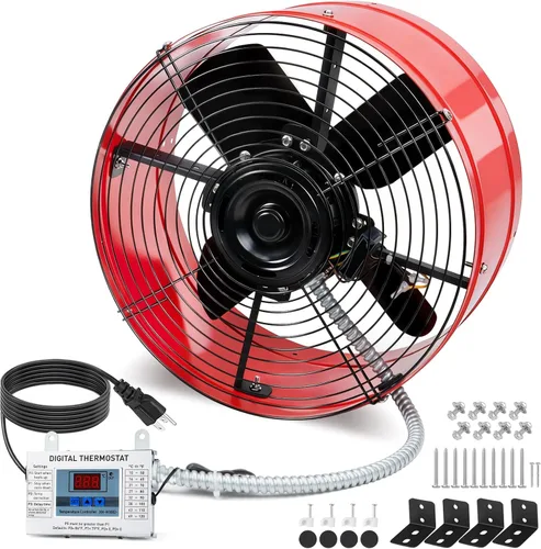 Vista 8 de Ventilador de escape de ático de 15 pulgadas con termostato - Ventilador de ventilación a dos aguas de 1300 CFM con cubiertas de termostato de 1850