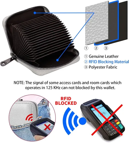 Vista 3 de Linno RFID 20 ranuras para tarjetas de crédito titular de la tarjeta de crédito de cuero genuino pequeño caso para mujeres u hombres cartera