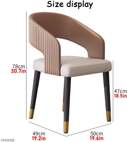Vista 3 de YVYKFZD Mid Century Dining Chairs, Leather Kitchen Chairs Set, Dining Room Chair with Curved Backrest and Metal Legs, Upholstered Armchair Comfy