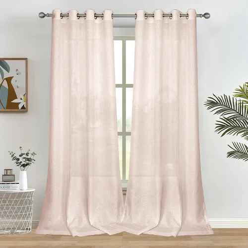 Vista 33 de Melodieux Cortinas Semitransparentes Negras de 63 Pulgadas de Largo para Ventanas Pequeñas de Sala de Estar y Dormitorio con Aspecto de Lino Rústico