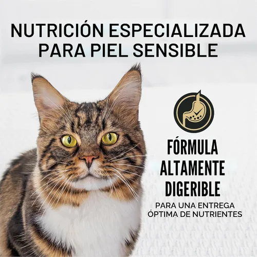 Vista 3 de Purina Pro Plan para gatos con piel y estómago sensible, comida seca para gatos adultos