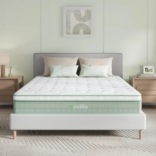 Vista 18 de Novilla Colchón individual de 6 pulgadas, Bonnell Spring Hybrid con soporte Blanco