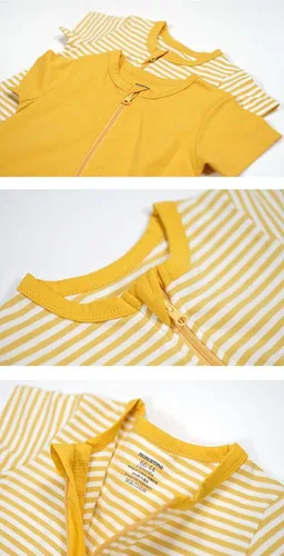 Vista 3 de Teach Leanbh Paquete de 2 pijamas de algodón de manga corta con cremallera para bebés y niños de 3 a 24 meses