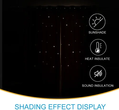 Vista 5 de Cortinas opacas con recortes de estrellas para dormitorio de niñas y niños, cortina de doble capa con aislamiento térmico y superposición