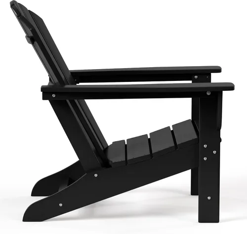 Vista 5 de WestinTrends Dylan - Silla Adirondack para exteriores con otomana, juego de 2 piezas, color negro