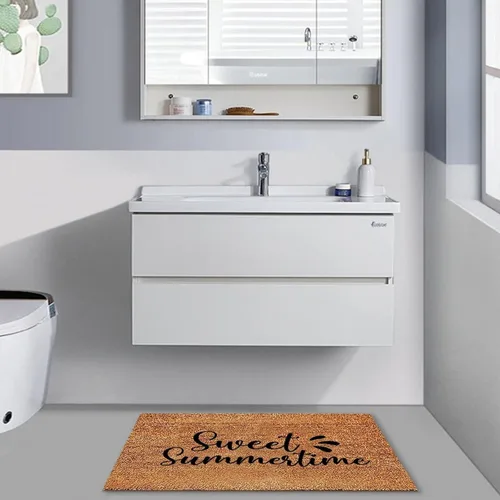Vista 2 de Doormat Sweet Summer Time Entryway Outdoor Coir Door Mat Heavy Duty PVC Backing Non Slip Natural Coconut Brown Pad Home Decor 24x35inch