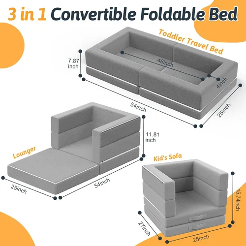 Vista 2 de Cama de viaje portátil para niños pequeños: plegable y suave, cama plegable portátil 3 en 1 con funda de tela lavable, ideal para vacaciones