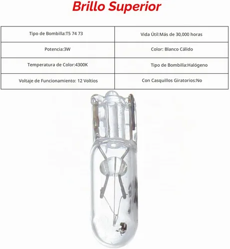 Vista 5 de cciyu 20 bombillas halógenas T5, cuña, 74, color blanco, para salpicadero Bombilla halógena T5