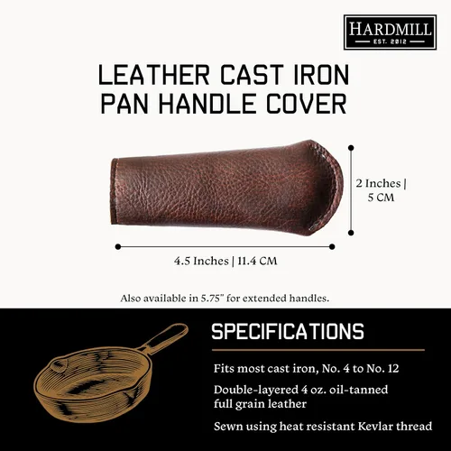 Vista 2 de Leather Cast Iron Pan Handle Cover (Standard 4.5")