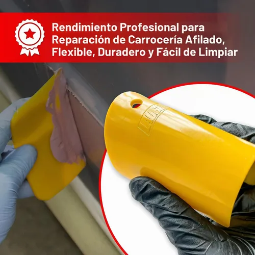 Vista 3 de LAUCO Esparcidores de relleno de carrocería para automóviles (100 piezas) – Esparcidor de plástico reutilizable amarillo para rellenos automotrices