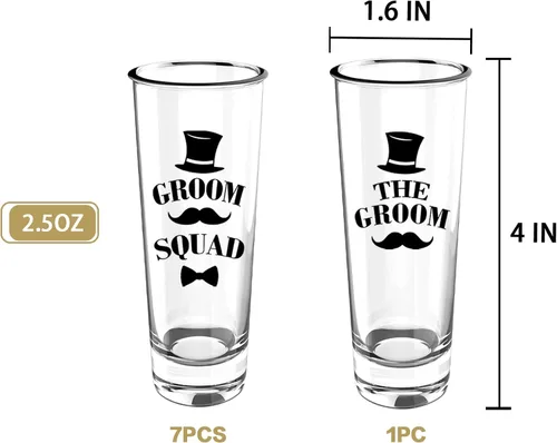 Vista 2 de Juego de vasos de chupito para padrinos de boda de 8 a 2 onzas con base pesada para whisky, tequila, vodka, regalos únicos para padrinos de boda