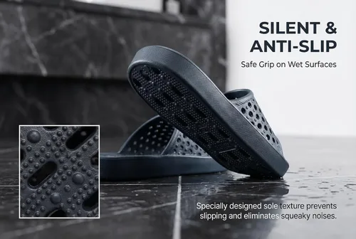 Vista 6 de clootess - Zapatos de ducha deslizantes para hombres y mujeres, sandalias de baño con agujeros, sandalias para piscina, gimnasio, dormitorio