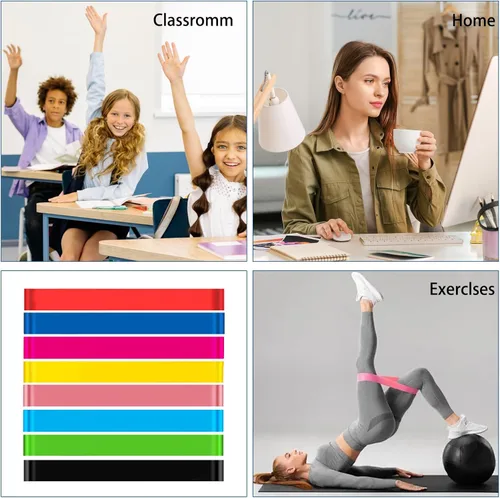 Vista 7 de Bandas de silla para niños con pies inquietos, paquete de 8, negro, material PTE, sensor de TDAH, aula y hogar