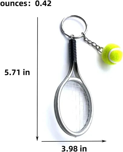 Vista 2 de Mini raqueta de tenis de color con llavero de bola