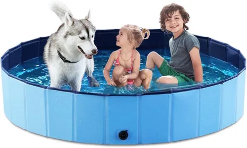 Vista 9 de Jasonwell Piscina plegable para perros, piscina plegable de plástico duro, piscina portátil para niños y mascotas, bañera para cachorros pequeños