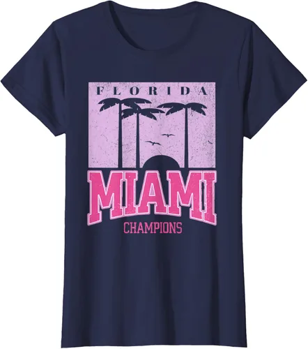 Vista 27 de MIAMI Beach Sunset Camiseta Florida Miami Palm Trees Camiseta Camiseta, Negro