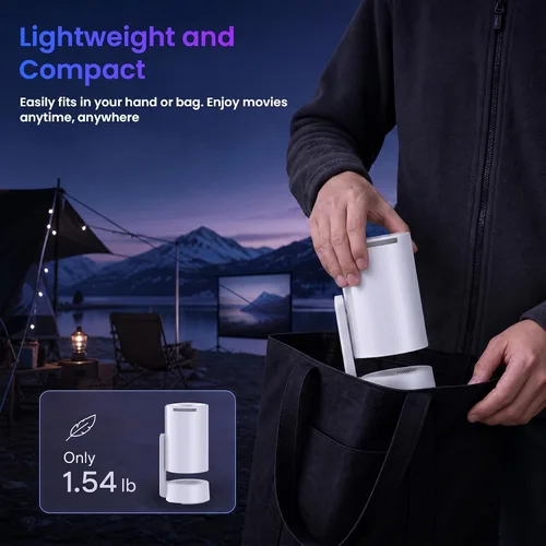 Vista 10 de Mini proyector portátil con WiFi y Bluetooth compatible con Netflix Blanco