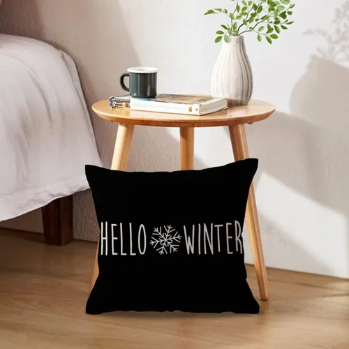 Vista 3 de ULOVE LOVE YOURSELF Hello Winter - Fundas de almohada de 18 x 18 pulgadas, color negro feliz y brillante, fundas de cojín decorativas de invierno