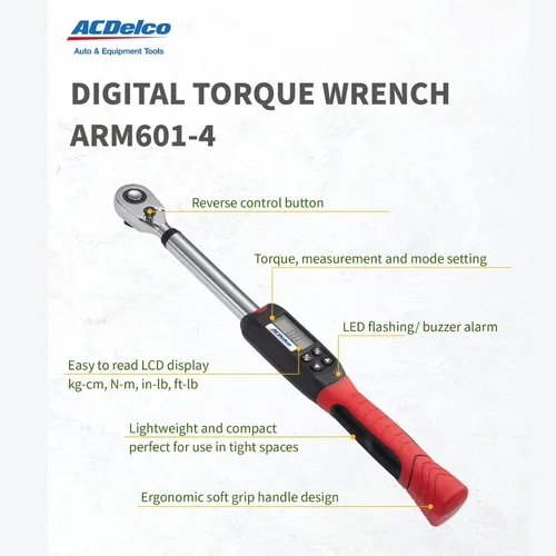 Vista 2 de ACDelco, ARM601-4, llave dinamométrica digital, 1/2 pulgadas (4 a 99 ft-lb)
