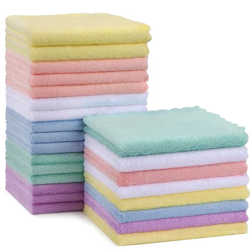 Vista 13 de HOMEXCEL Paquete de 12 paños de microfibra de vellón coral suave para bebé Azul