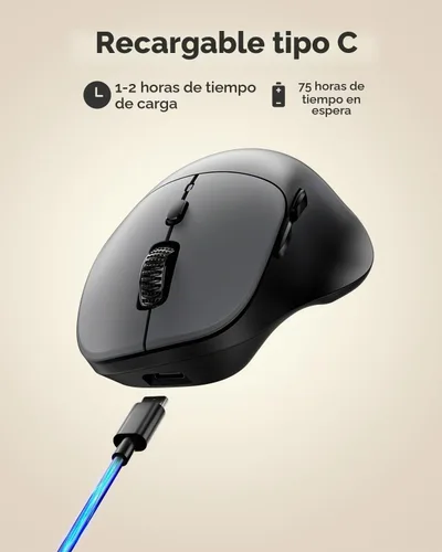 Vista 2 de DAREU Ratón inalámbrico, clic silencioso, recargable, 3 ratones