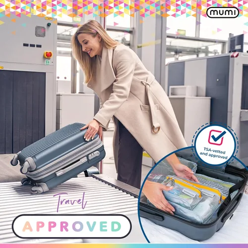 Vista 4 de MUMI Juego de 3 neceseres de viaje – Bolsas de aseo resistentes al agua para mujeres y hombres – Bolsas transparentes para artículos de tocador