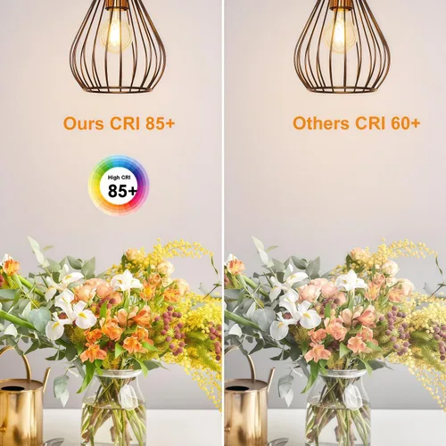 Vista 8 de Vinaco Bombilla LED A19 regulable de 2700 K, blanco cálido, 4 bombillas Edison A19, 8 W igual a 60 W, bombillas Edison de larga duración 806LM E26