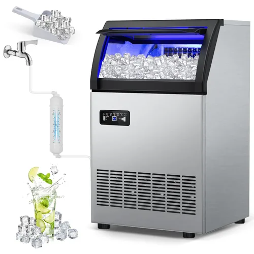 Vista 18 de Máquina de hielo Nugget para encimera 40 libras/día, contenedor de hielo de 10 libras, máquina de hielo de pellets suaves masticables de acero