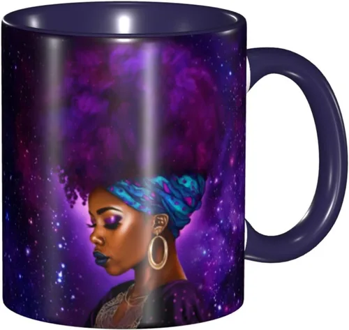 Vista 12 de Taza de café, taza de té para mujeres y niñas, taza de diseño único, perfecta para regalos, mujeres afroamericanas afro