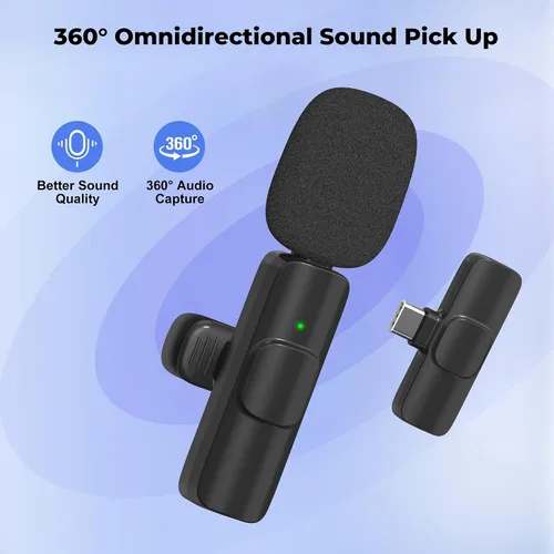 Vista 4 de Micrófono inalámbrico para iPhone, Android amplia compatibilidad con reducción de ruido, micrófono de solapa de sonido claro para podcast, grabación
