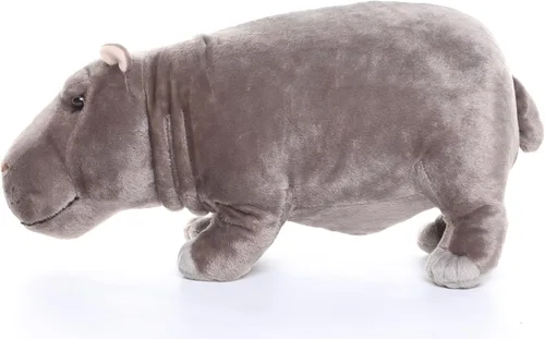 Vista 5 de Juguete de peluche realista de hipopótamo, animal de peluche de hipopótamo de 14 pulgadas, animales salvajes suaves, juguetes de peluche únicos