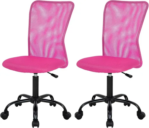 Vista 15 de FDW Silla de oficina en casa, silla de escritorio de malla con respaldo medio, sin brazos, ergonómica, giratoria, soporte de espalda, ajustable