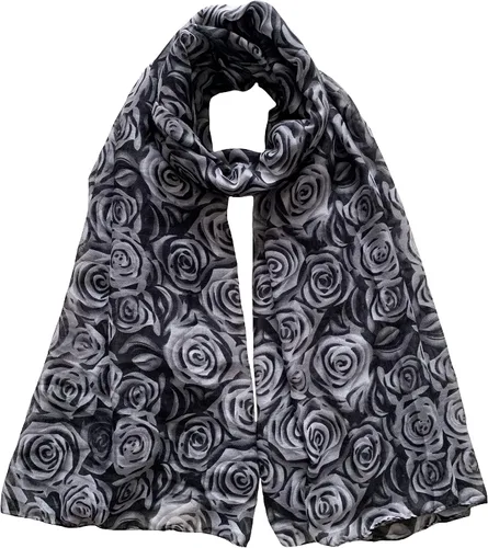 Vista 2 de Lina & Lily Bufanda de mujer con estampado floral rosa ligero, L