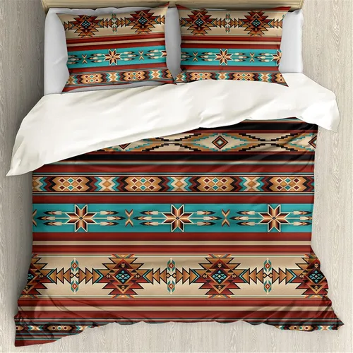 Vista 45 de ZFRXIGN Southwester - Juego de ropa de cama para mujeres y hombres, funda de edredón de estilo indio nativo americano, tamaño individual, 1 funda