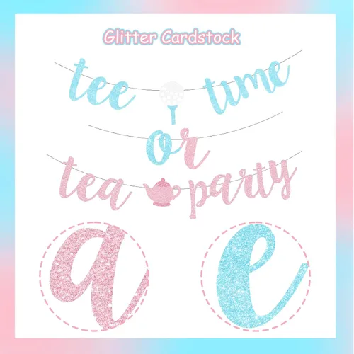 Vista 6 de Sursurprise Decoraciones de golf para revelación de género, pancarta para la hora de la camiseta o fiesta de té, rosa y azul para niños o niñas