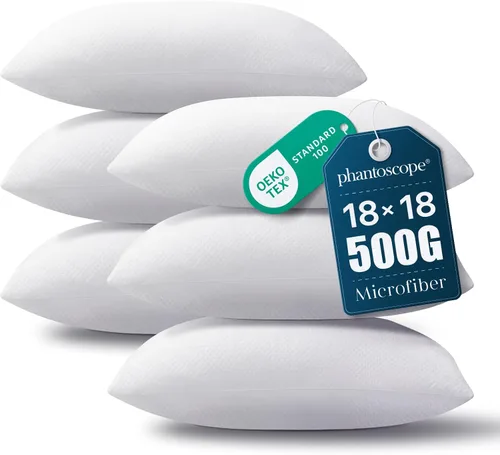 Vista 15 de Phantoscope - Insertos de almohada, 100% poliéster hipoalergénico de fibra virgen, almohadas cuadradas para sofá, sillón, cama, 12x20 pulgadas
