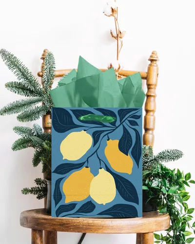 Vista 6 de qiqee 7.9 x 4.3 x 9.6 pulgadas, 6 bolsas de regalo de papel con flores llamativas con asas de papel tisú, bolsas de tamaño mediano