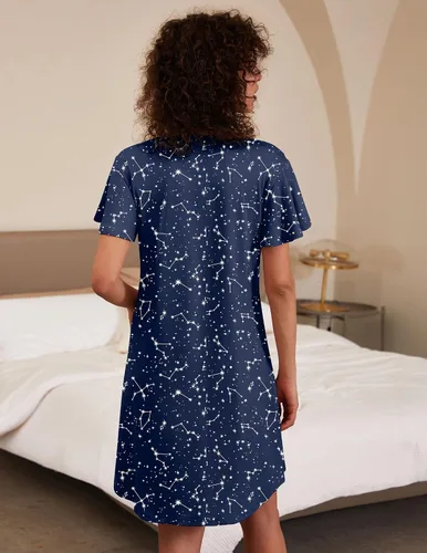 Vista 5 de Ekouaer - Paquete de 2 camisones de manga corta para mujer, cómodo y suave, pijama para dormir
