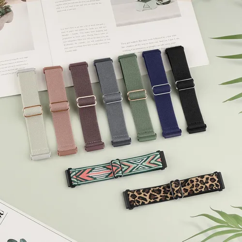Vista 7 de AK Banda elástica compatible con Fitbit Versa 2 y Versa para mujeres y hombres, correas de nailon elásticas suaves ajustables para reloj inteligente