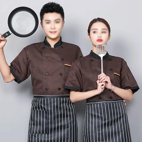 Vista 2 de Chef Works - Abrigo de manga cortalarga, camisa de uniforme de restaurante para hombres y mujeres, chaqueta de chef